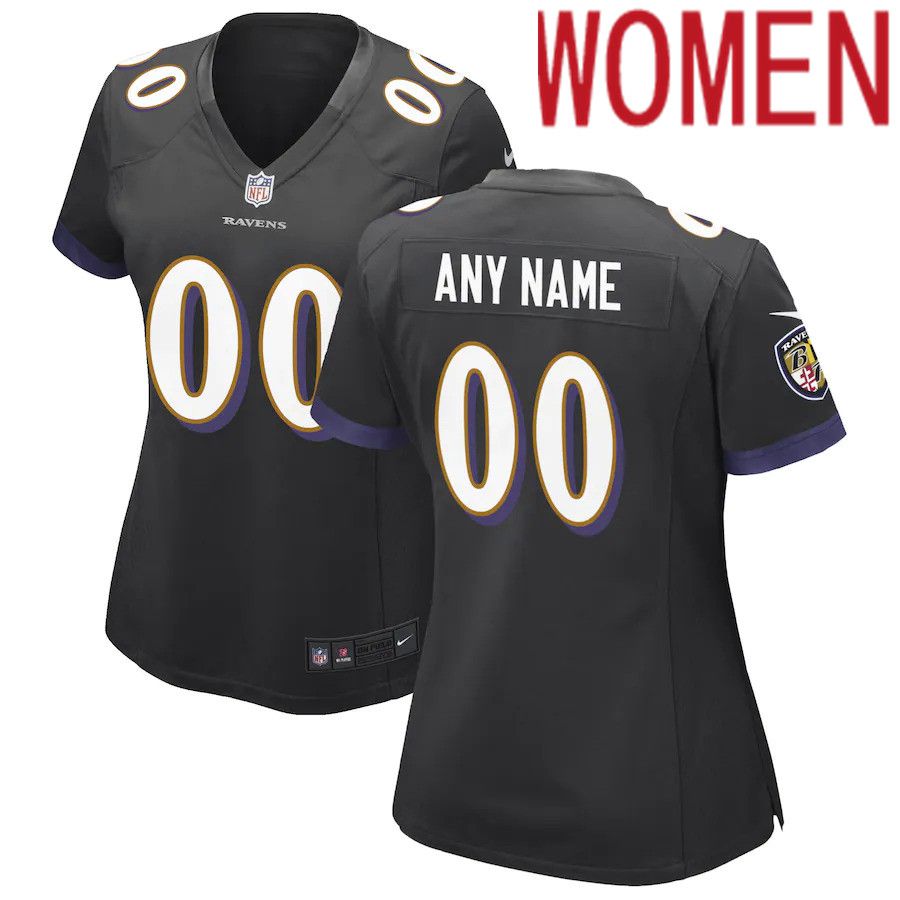 Cheap Women Baltimore Ravens Nike Black Alternate Custom Game NFL Jersey